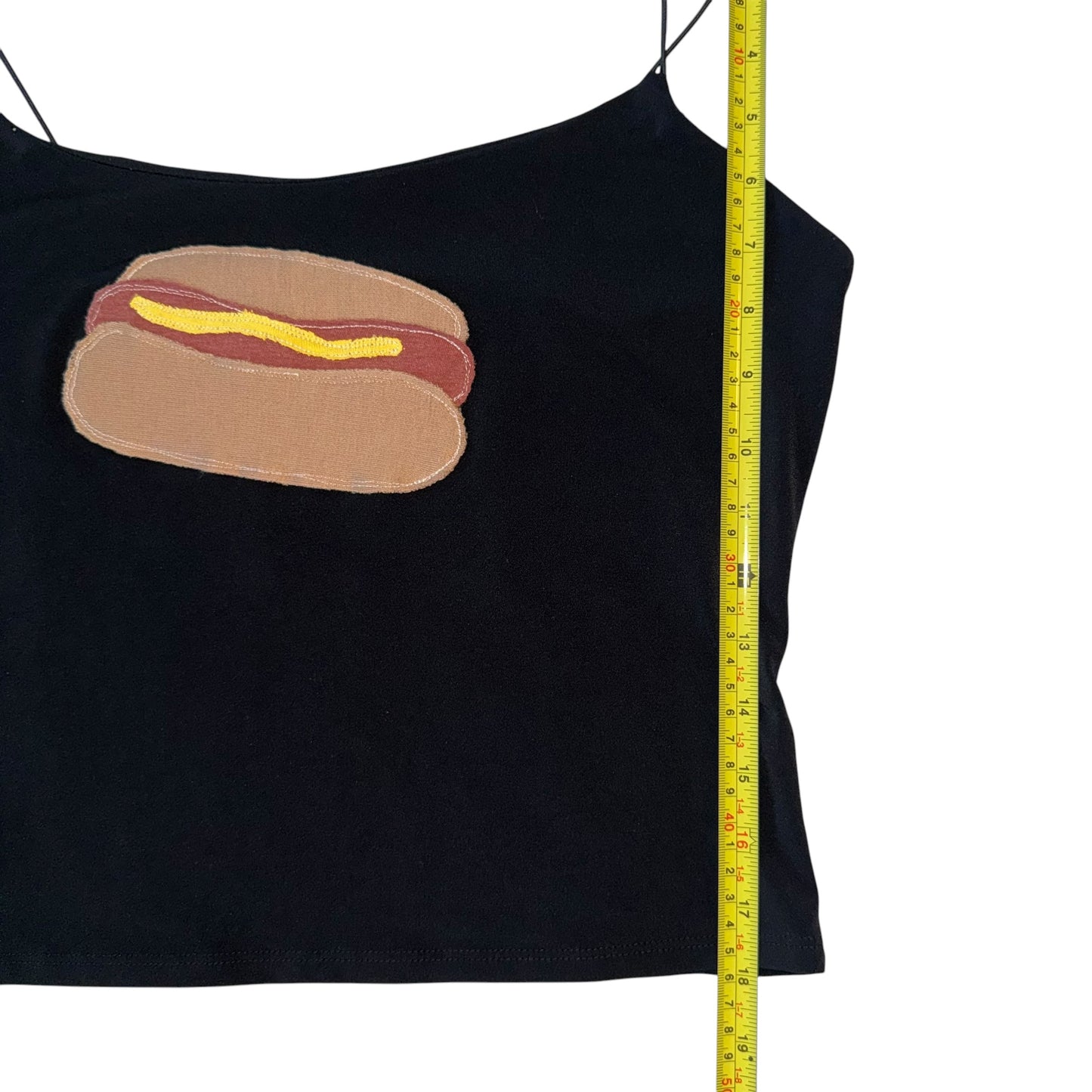 For The Girls, USA - Hot Dog Skinny Strap Black Tank (L)