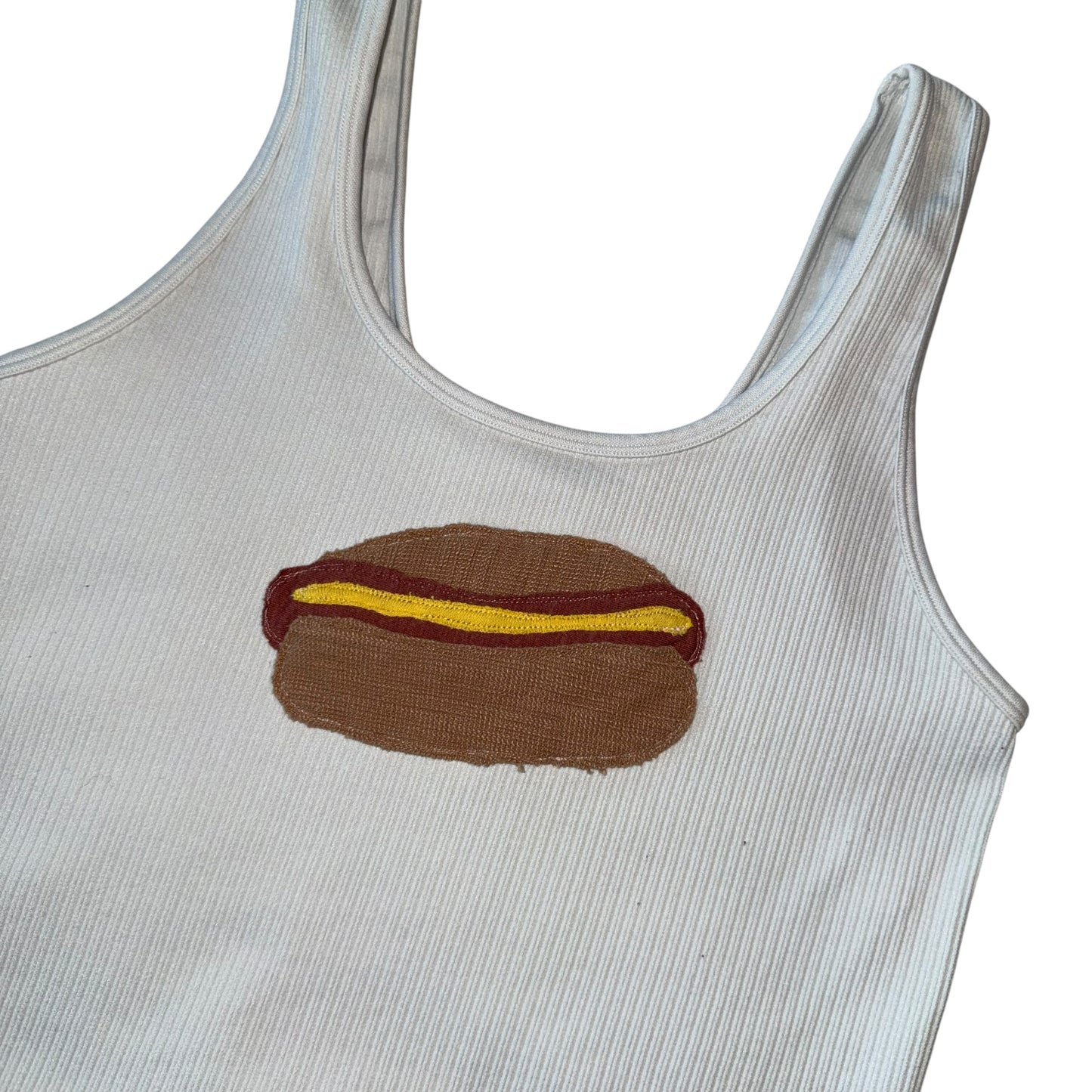 For the Girls, USA - White Hot Dog Ribbed Tank (M/L)