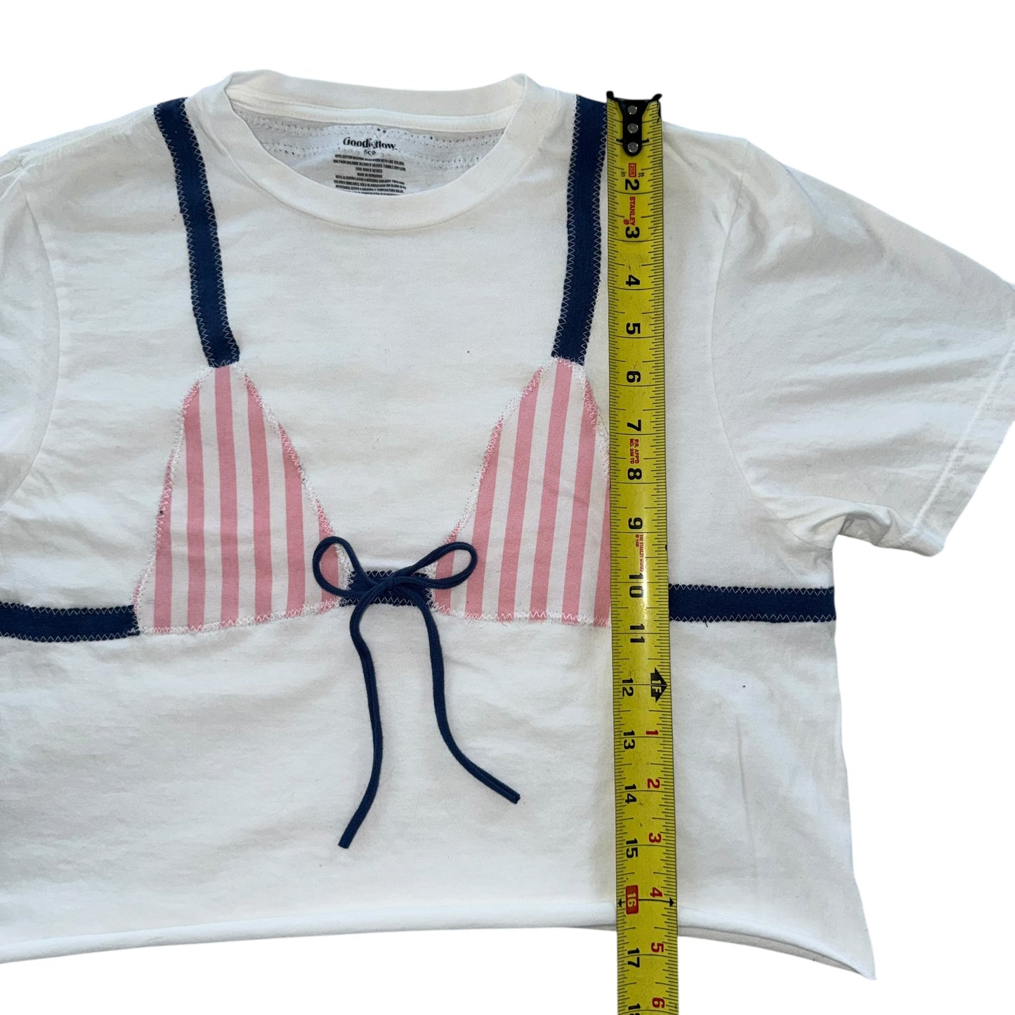 Earthbound - Pink Striped Blue String Bikini Tee (S)