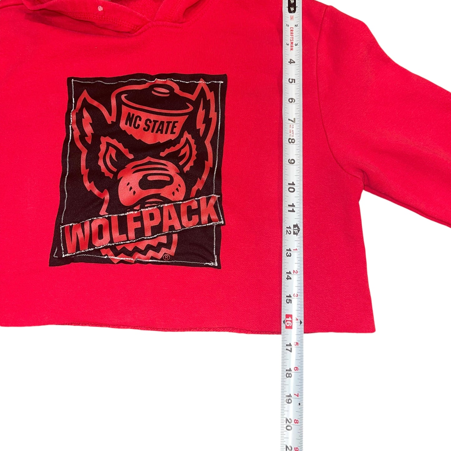 NC State Patchwork Cropped Hoodie (S/M)