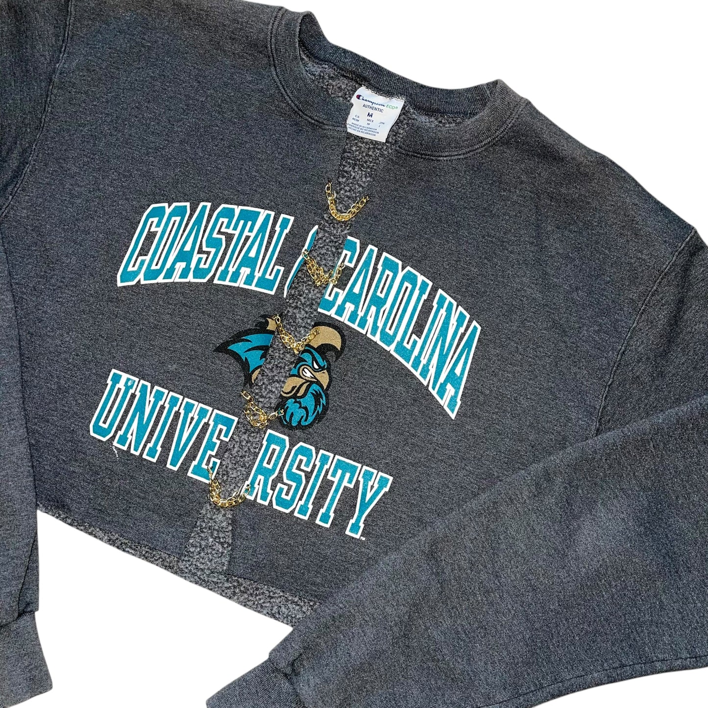 Coastal Carolina Reworked Chain Cropped Crew (M)
