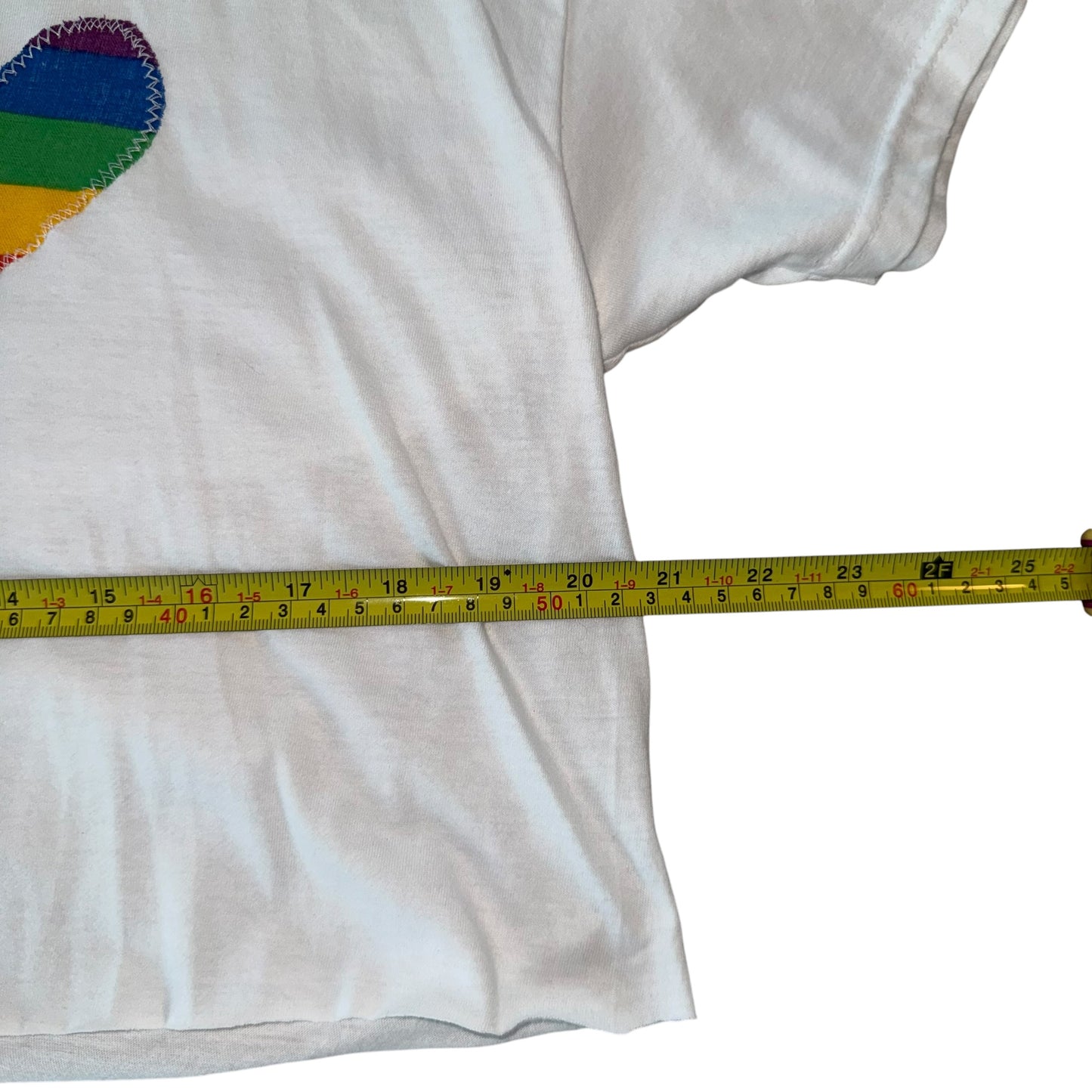 PRIDE - Double Rainbow Heart White Crop (L)