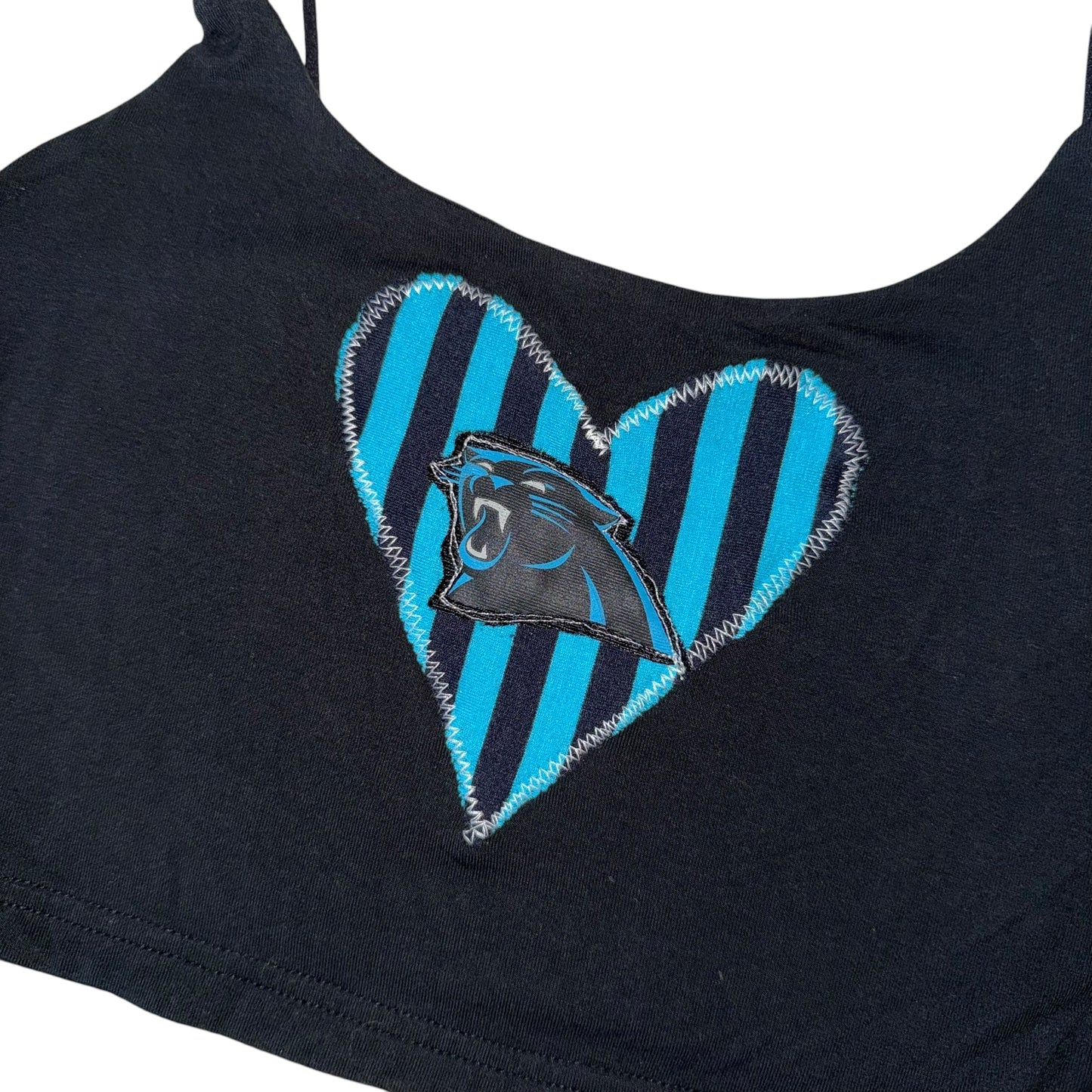 CLT - Panthers Reworked Stripe Heart Tank (S)
