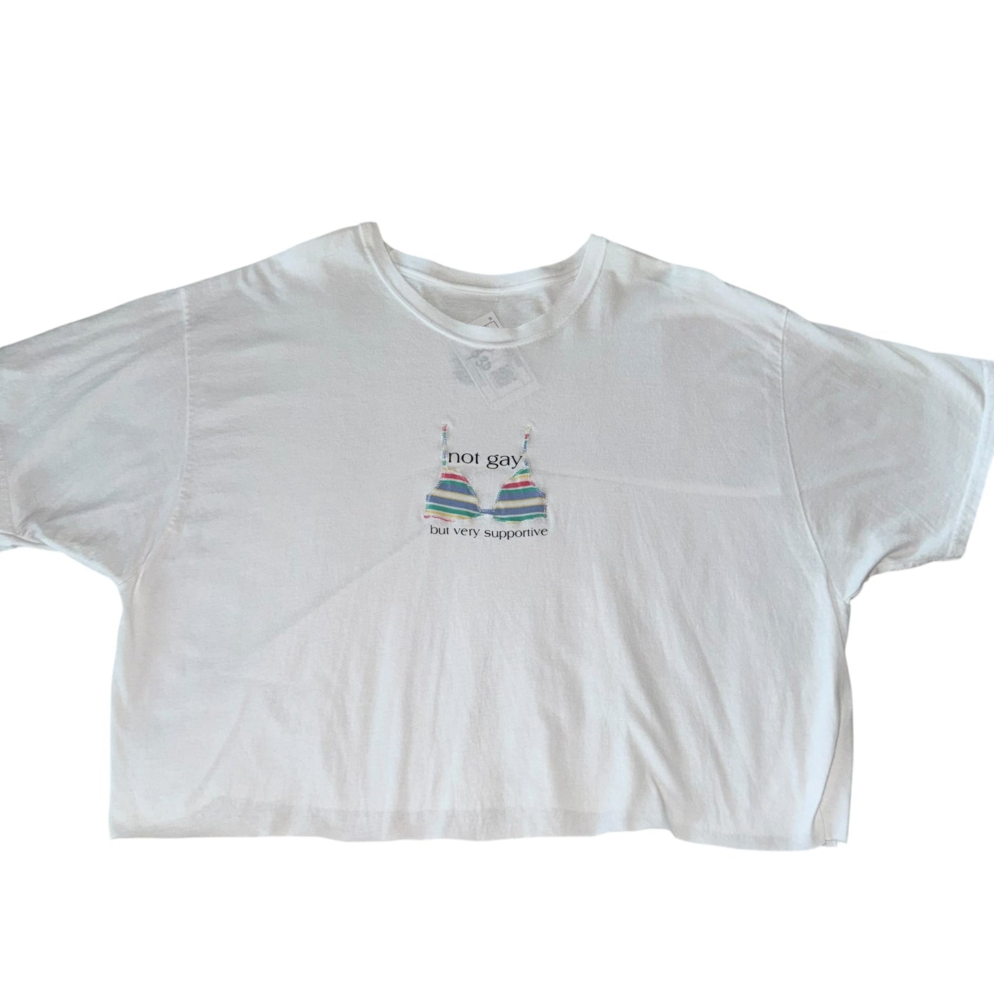 PRIDE - Not Gay But Supportive White Crop (2XL)