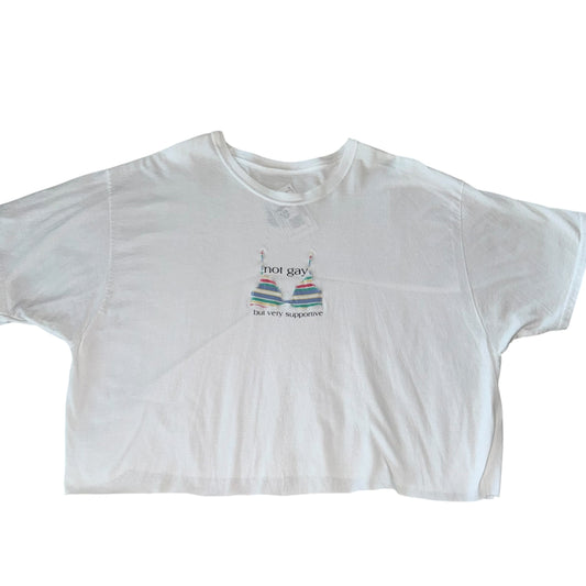PRIDE - Not Gay But Supportive White Crop (2XL)