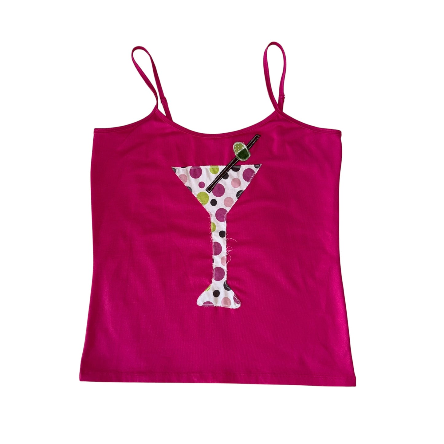 Just a Girl- Y2K Polka Dot Martini Pink Tank (L/XL)