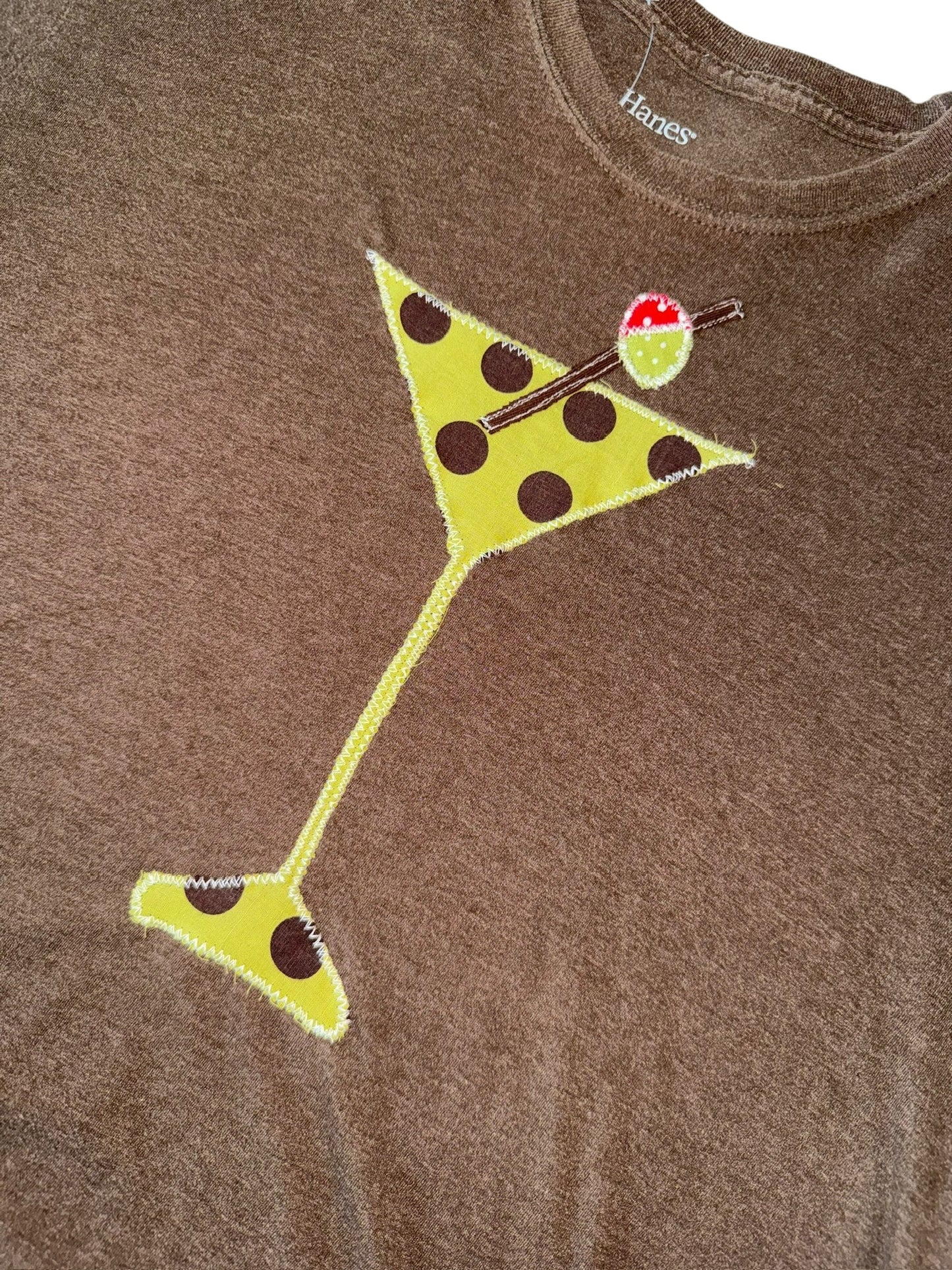Just a Girl-Y2K Martini Brown Shirt (M/L)