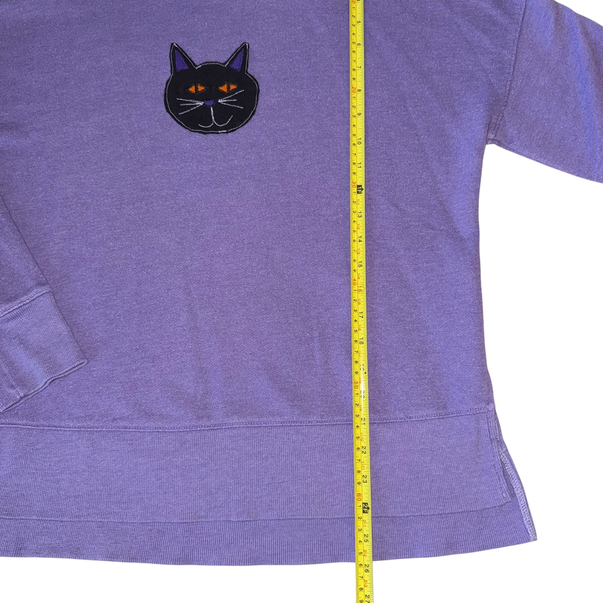 Spooky - Black Cat Purple Pullover (M)