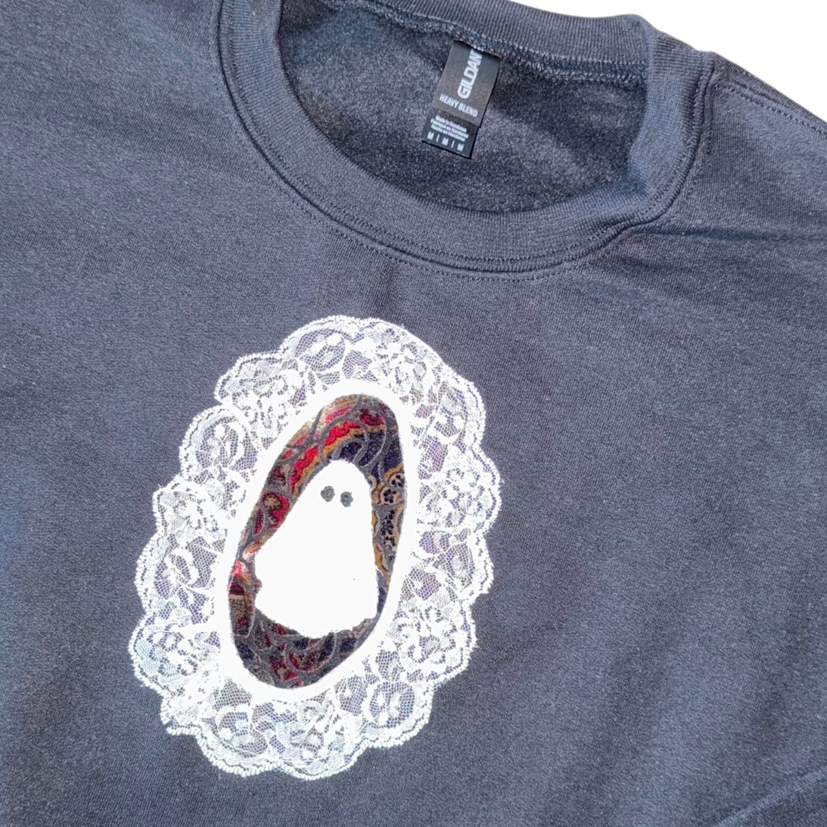 Spooky - Lace Ghost Black Sweatshirt (M)