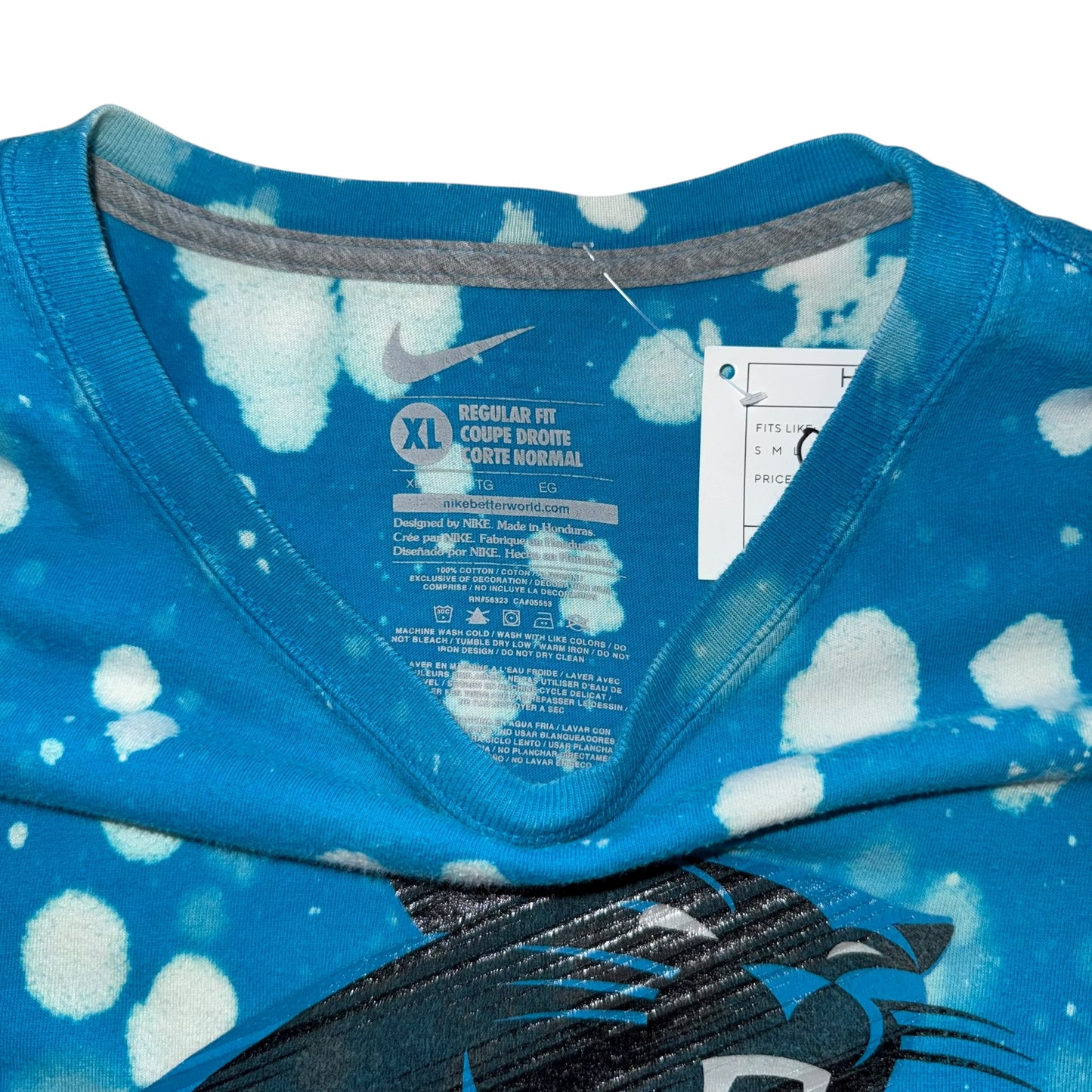 CLT - Panthers Splatter Bleach Custom Tee (XL)