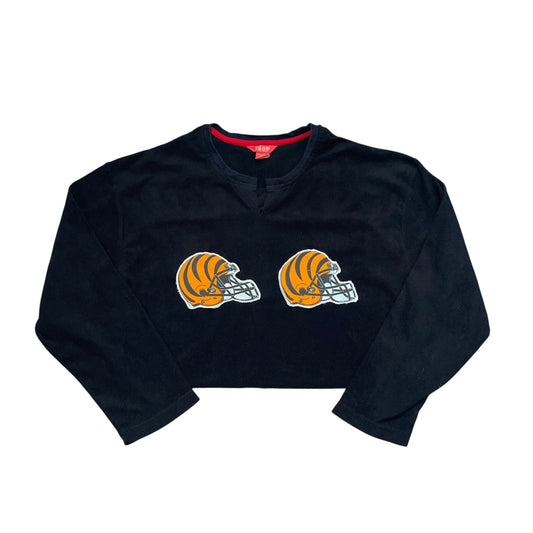 Cincinnati Bengals Upcycled Double Logo Fleece Crew (L)