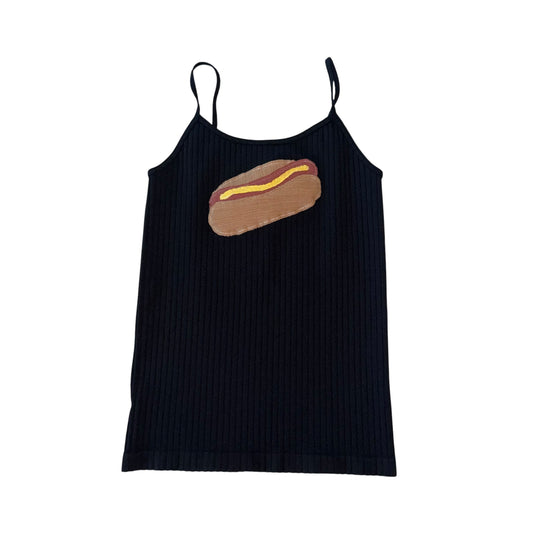 For The Girls, USA - Hot Dog Ribbed Black Tank (M/L)