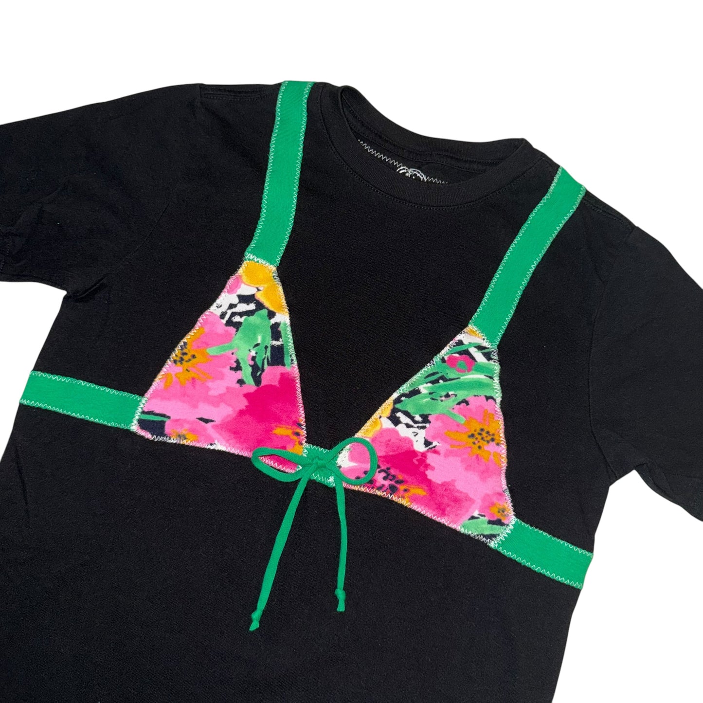 Earthbound - Funky Print Black Bikini Tee (YL/AXS)