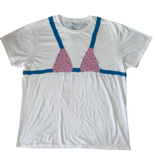 Earthbound - Pink and Blue Florals Bikini Tee (XL)