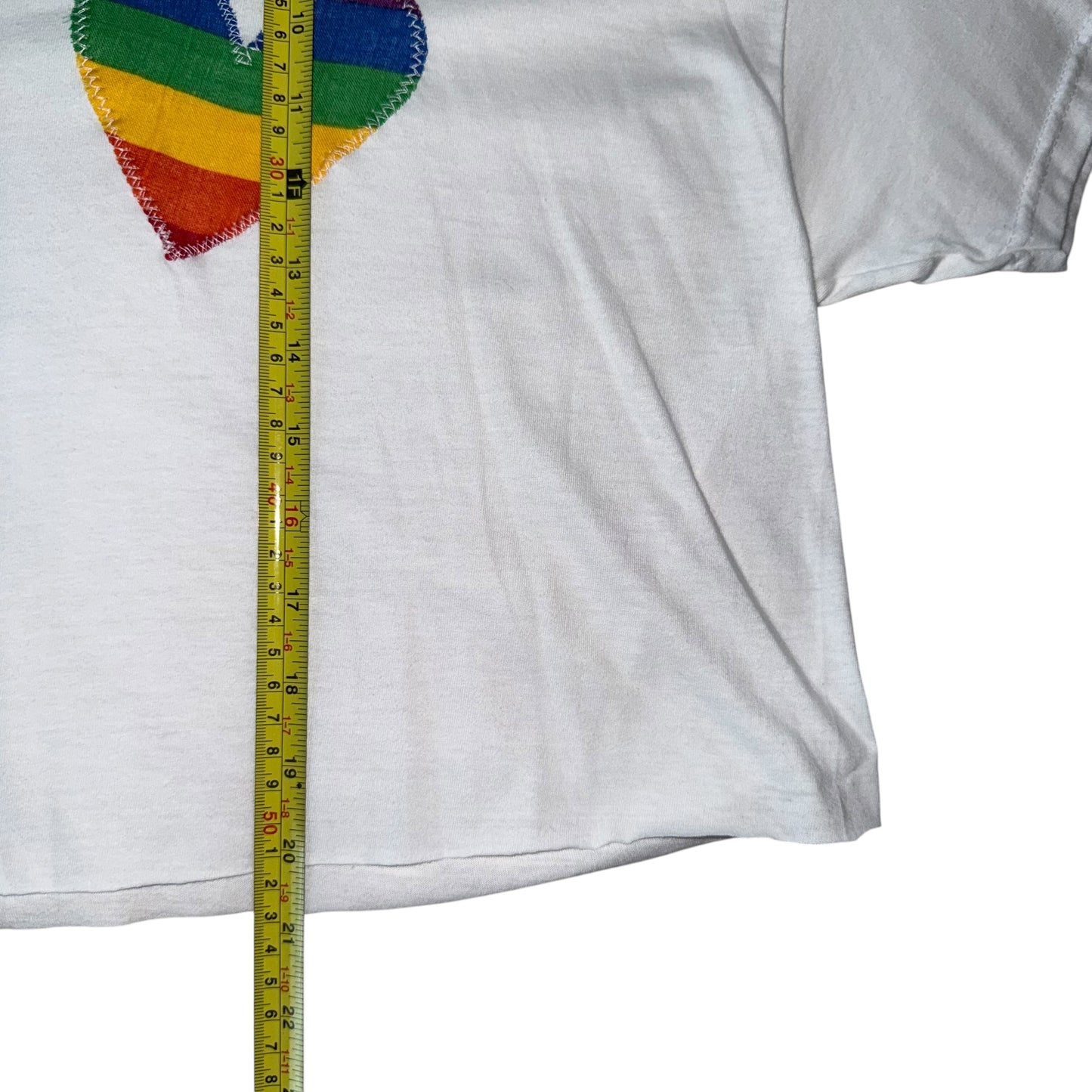 PRIDE - Double Rainbow Heart White Crop (L)